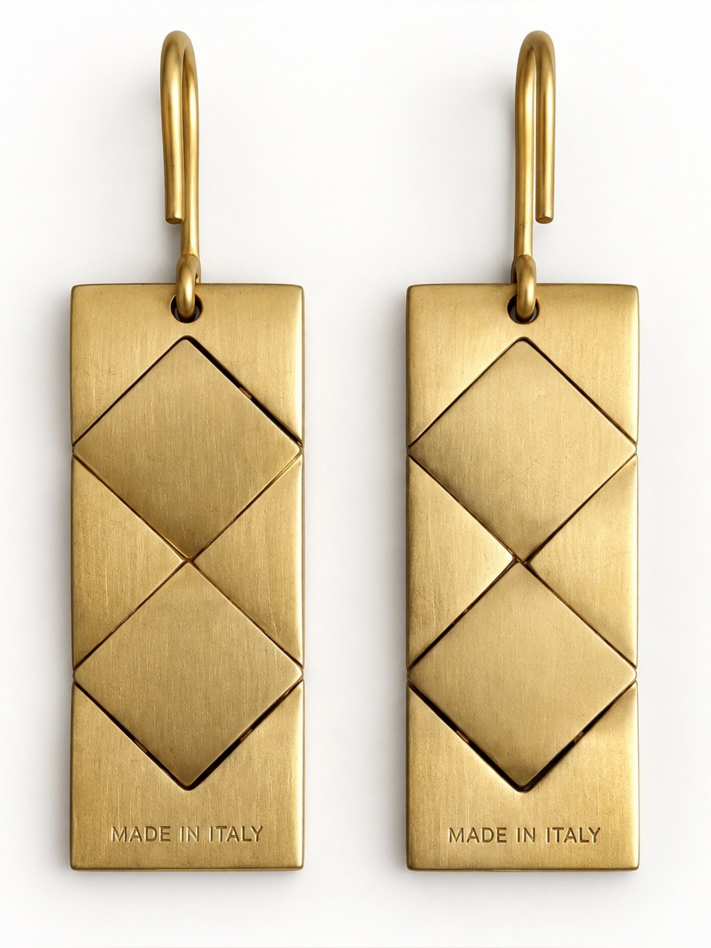 Bottega Veneta Gold-Tone Geometric Woven Motif Drop Earrings